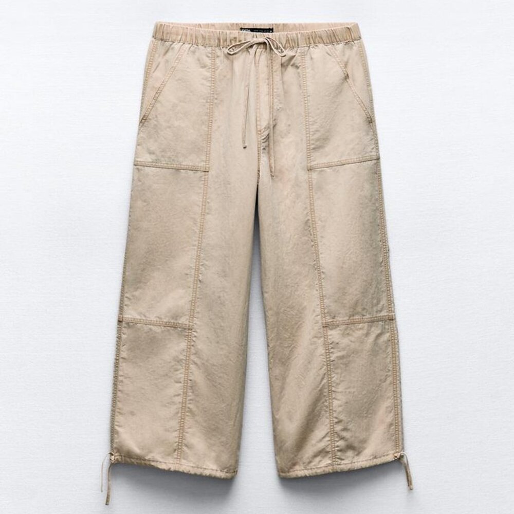 NWT ZARA NYLON CAPRI PANTS
